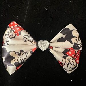 Girls Character Print Bow Hair Clip with Rhinestone Heart